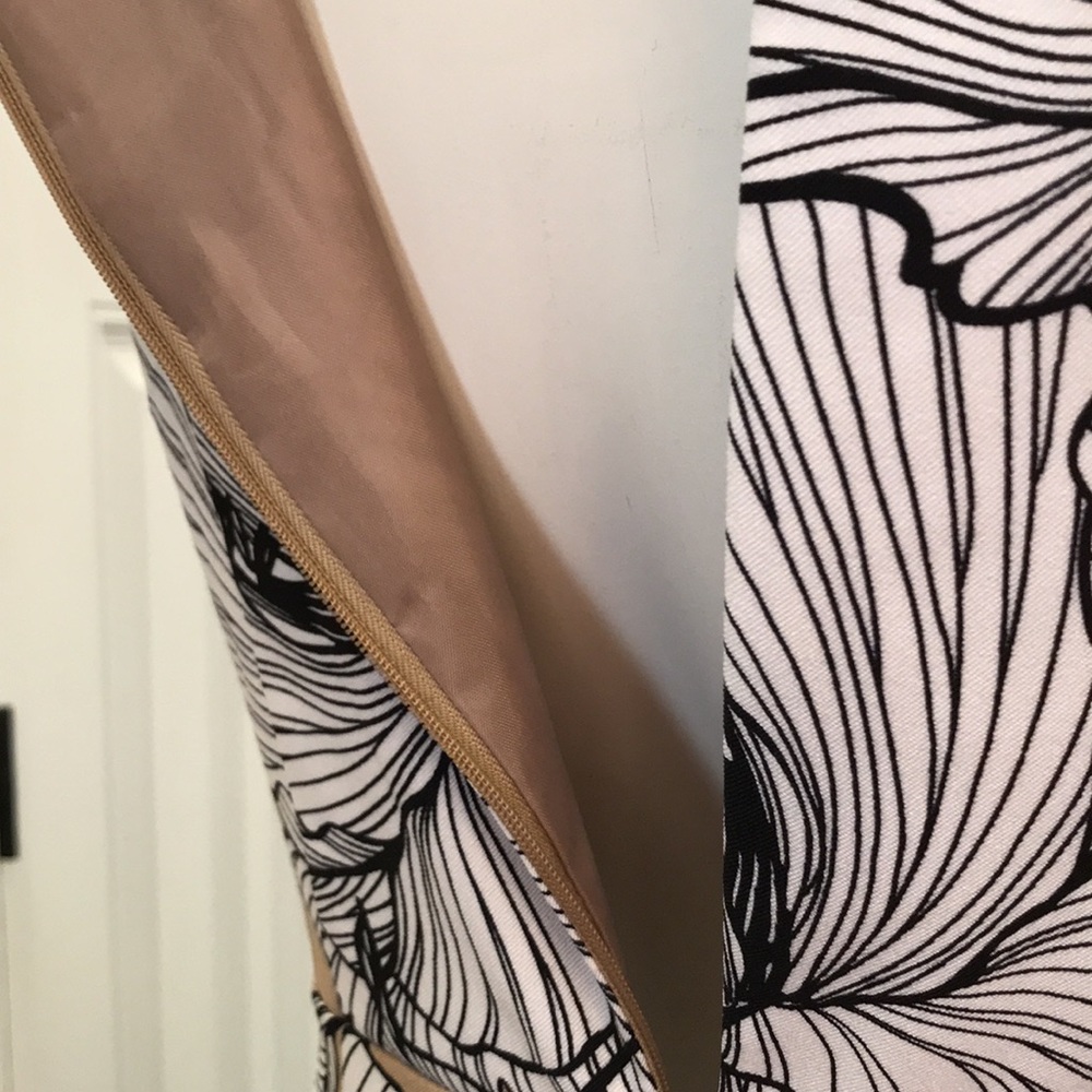 SIZE 6 BEAUTIFUL SPRING SUMMER DRESS for FALL W BLACK BLAZER. Tan/black/white🌸🌸 - Picture 6 of 6